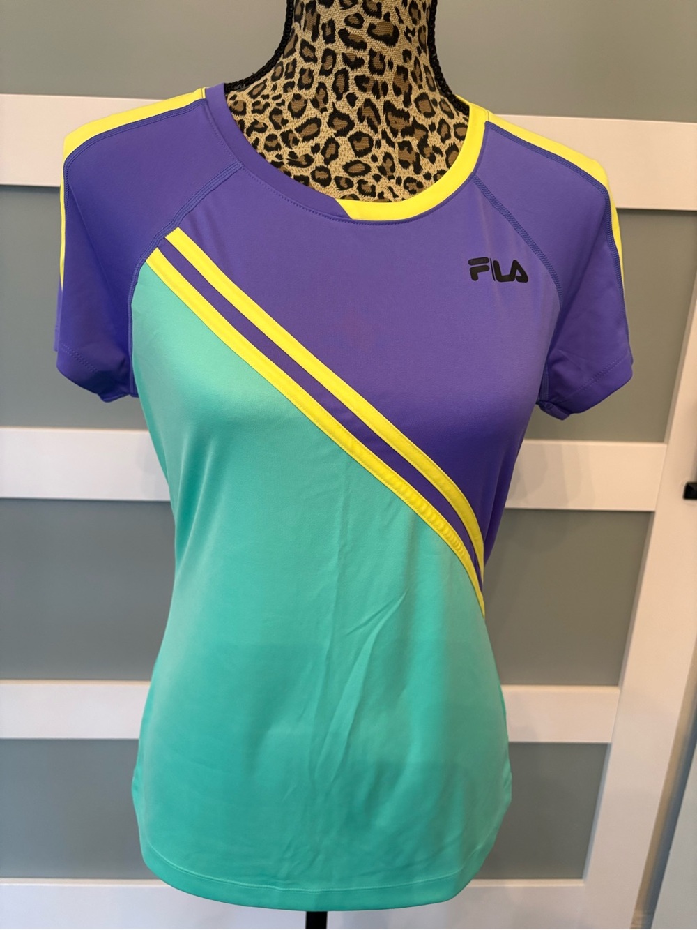 FILA Teal, Purple & Yellow Short Sleeve Athletic Tee